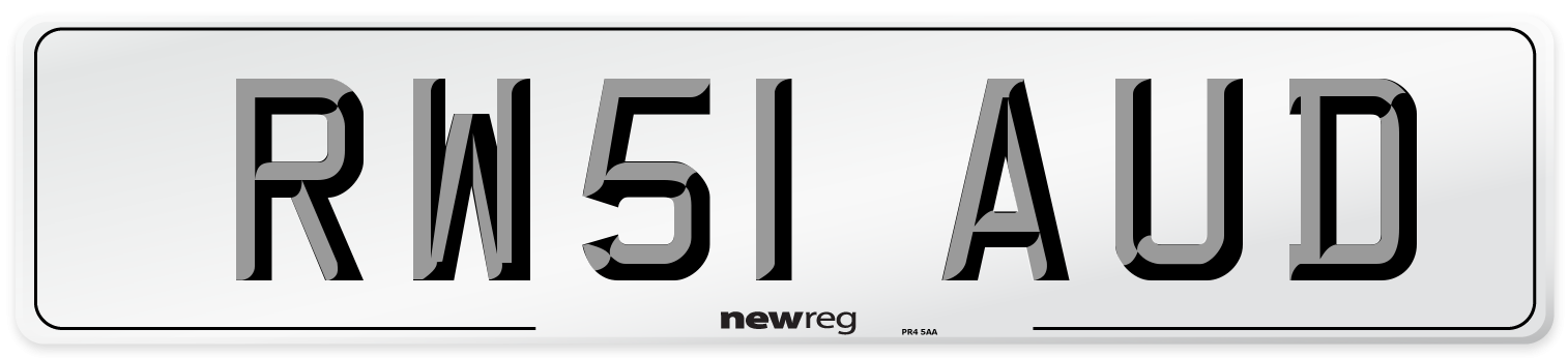 RW51 AUD Number Plate from New Reg